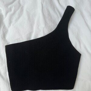 Sculpt Knit One-Shoulder Cropped Tank